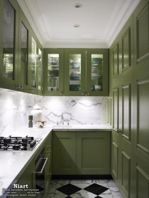 Дизайн узкой кухни. 08