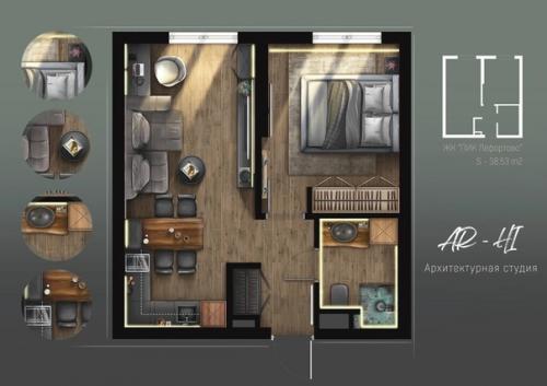 Проект 1-комнатной квартиры 38, 5 кв. 09