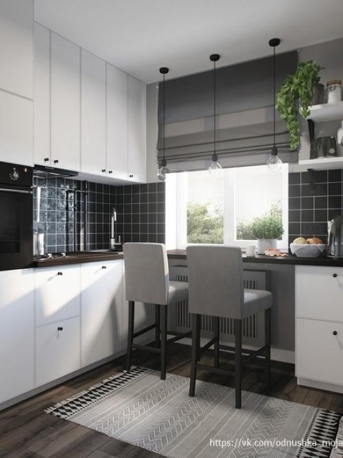 Монохромный интерьер квартиры площадью 36. 03