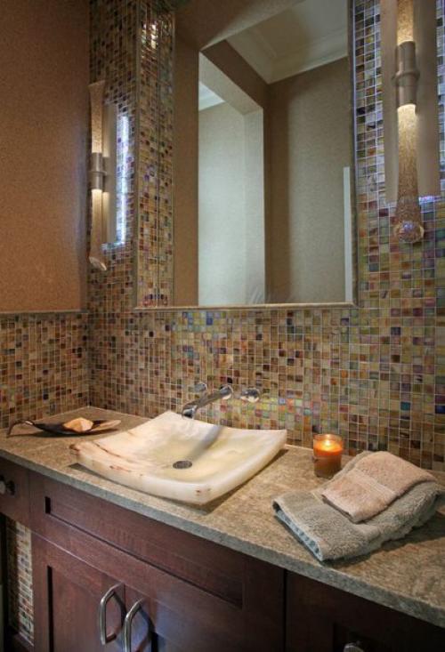 Стеклянная плитка в интерьере кухни и ванной! 09