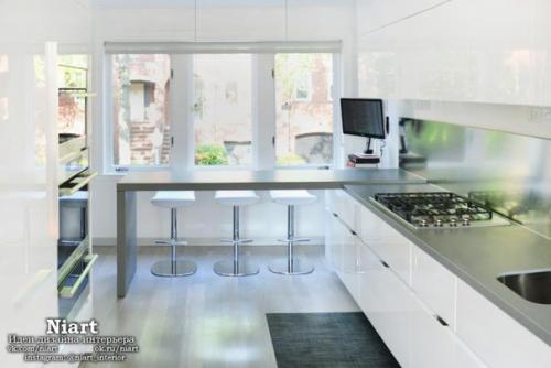 Дизайн узкой кухни. 04