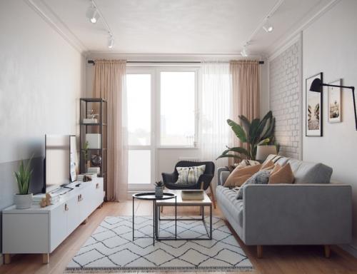 Простая и легкая гостиная в современном - скандинавском стиле с дом серии п 44 т (если не ошибаюсь. 02