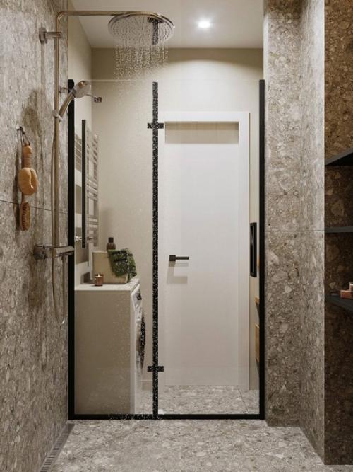 Интерьер однокомнатной квартиры в зеленых и бежевых тонах, площадью 46, 5 кв. 01