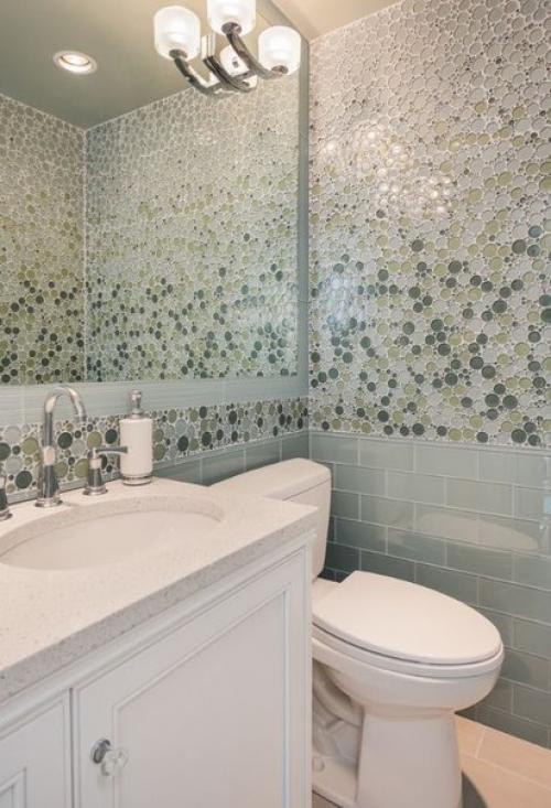 Стеклянная плитка в интерьере кухни и ванной! 01