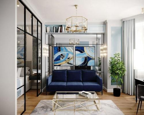 Красивый, элегантный интерьер квартиры площадью 43 кв. 04