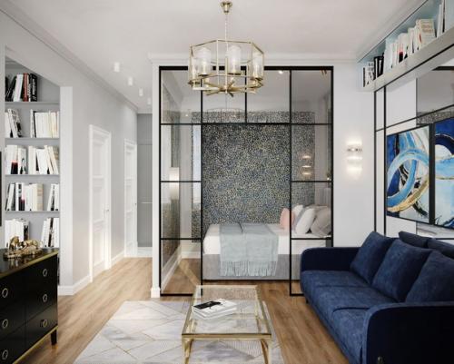 Красивый, элегантный интерьер квартиры площадью 43 кв. 05