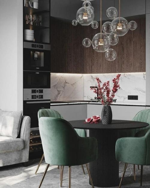 Интерьер кухни - гостиной 16 кв. 02