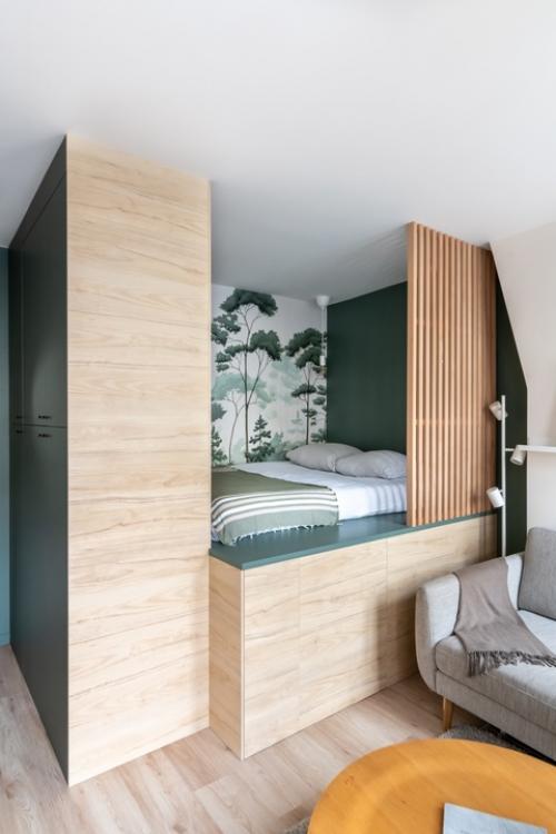 Интерьер компактной квартиры - студии 25 м 2 в Париже, Франция. 04