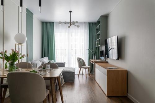 Интерьер 1-комнатной квартиры 37, 2 м 2. кухня - гостиная (18, 6 м 2) + спальня (11, 6 м 2. микс скандинавского и классического стилей. 01