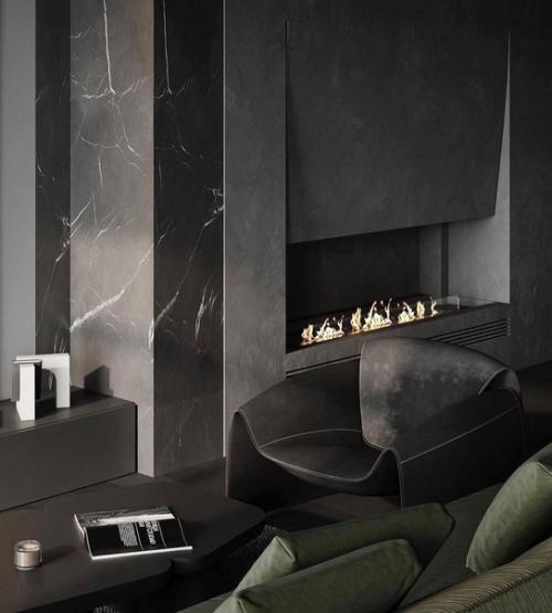 Интерьер кухни - гостиной в тёмных тонах - это стильное и элегантное решение для любого дома. 04