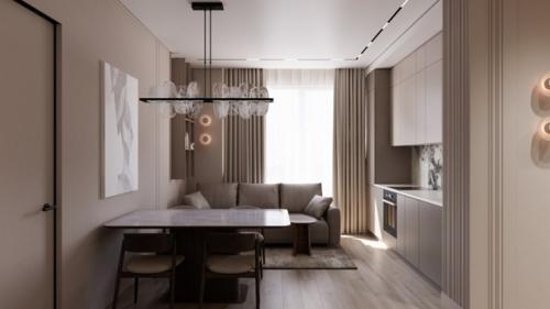 Интерьер кухни - гостиной в Москве. 02