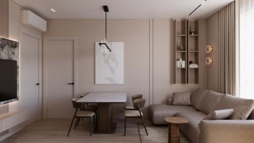 Интерьер кухни - гостиной в Москве. 01