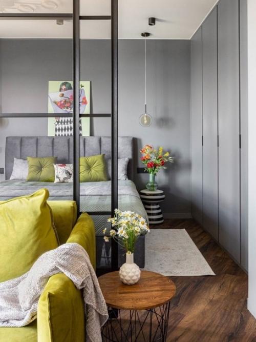 Компактная студия с прозрачной перегородкой. 01