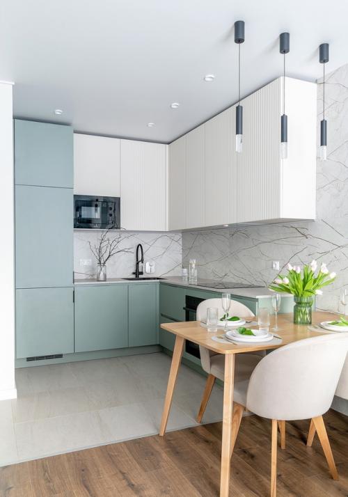 Интерьер 1-комнатной квартиры 37, 2 м 2. кухня - гостиная (18, 6 м 2) + спальня (11, 6 м 2. микс скандинавского и классического стилей. 03