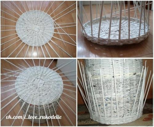 Плетение из газет - мы плетем красивый короб с крышкой. 05