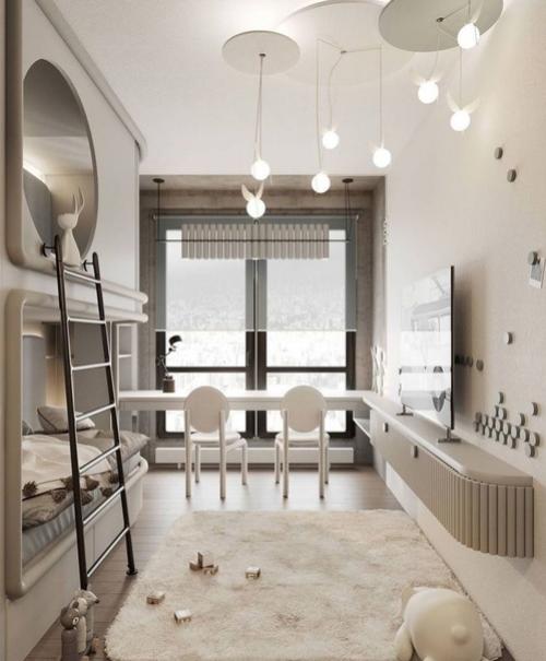 В том случае, если детей двое, а комната одна, можно также красиво и органично спроектировать интерьер. 02