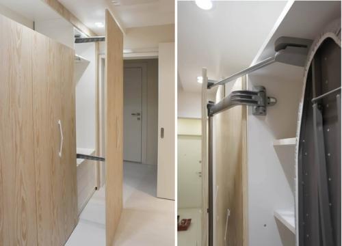 Система шкафов для хранения вещей установленная в зале. 06