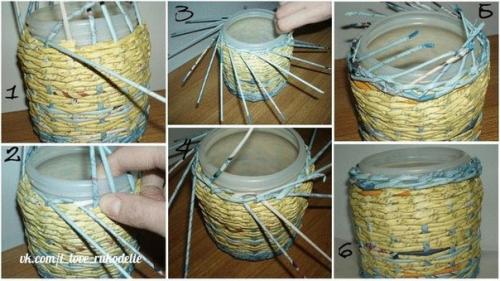 Плетение из газет - мы плетем красивый короб с крышкой. 02