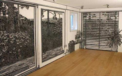 Charlotte Mann разрисовывает интерьеры и экстерьеры домов и квартирчерным маркером. 04