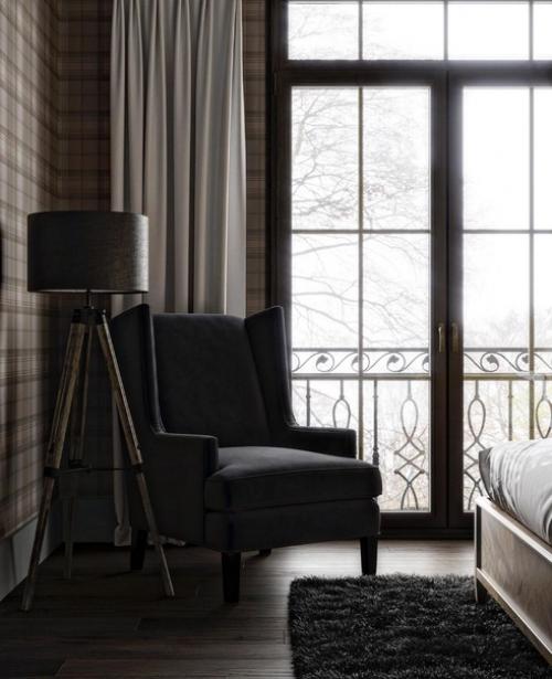 Атмосферная антуражная спальня в классическом стиле. 02