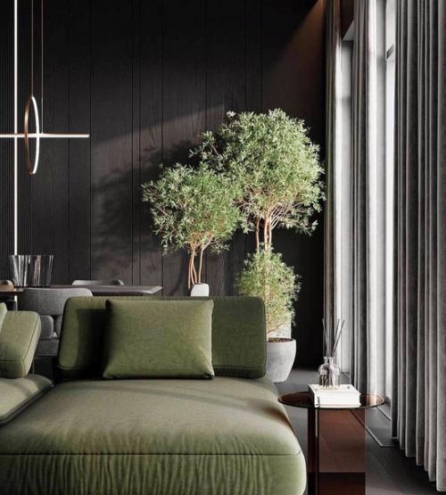 Интерьер кухни - гостиной в тёмных тонах - это стильное и элегантное решение для любого дома. 05