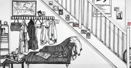 Charlotte Mann разрисовывает интерьеры и экстерьеры домов и квартирчерным маркером. 03