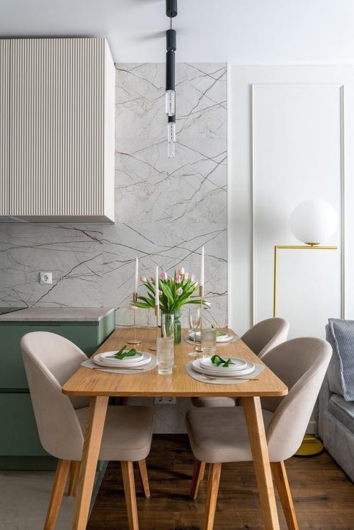 Интерьер 1-комнатной квартиры 37, 2 м 2. кухня - гостиная (18, 6 м 2) + спальня (11, 6 м 2. микс скандинавского и классического стилей. 04