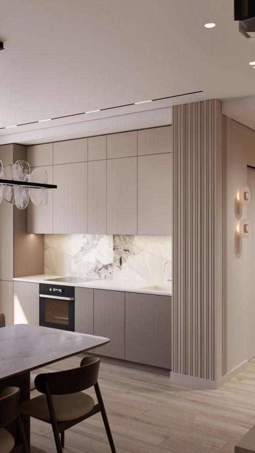 Интерьер кухни - гостиной в Москве. 04