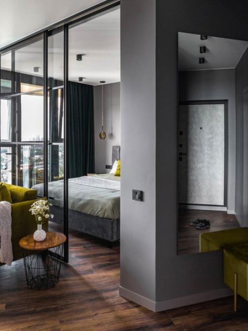 Компактная студия с прозрачной перегородкой. 02