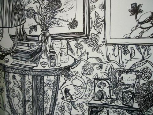 Charlotte Mann разрисовывает интерьеры и экстерьеры домов и квартирчерным маркером. 06