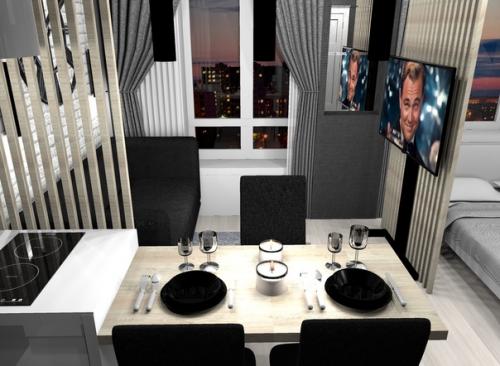 Дизайн квартиры - студии в современном стиле. 02