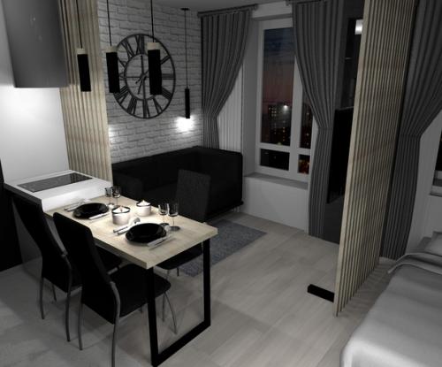 Дизайн квартиры - студии в современном стиле. 03