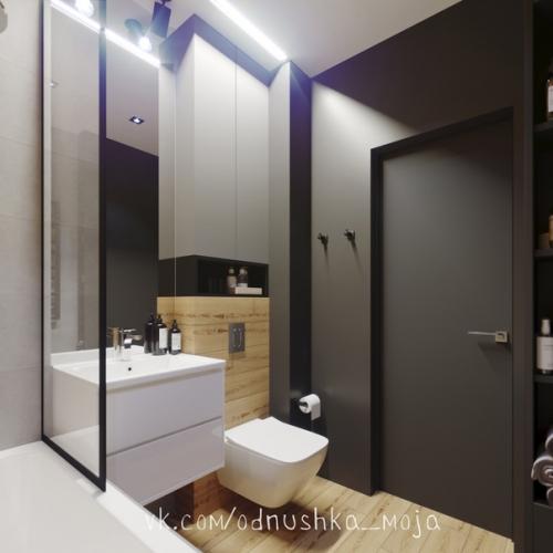 Интерьер квартиры - студии в стиле лофт для холостяка. 08