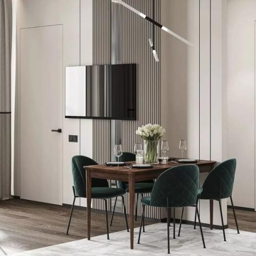 Лаконичное пространство кухни - гостиной с чистыми четкими линиями. 04