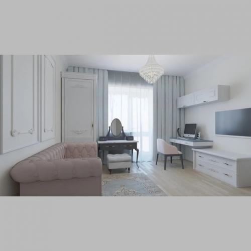 Визуализация интерьера однокомнатной квартиры на ВДНХ. 02