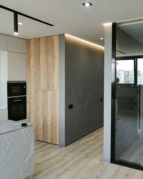 Вот и подоспела промежуточная реализация другого проекта - союз дерева и камня на 55 м 2! 03