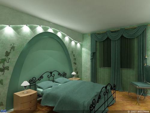 Зеленый цвет в интерьере спальни: с чем сочетать. 04