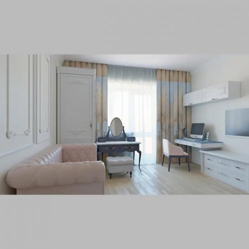 Визуализация интерьера однокомнатной квартиры на ВДНХ. 01