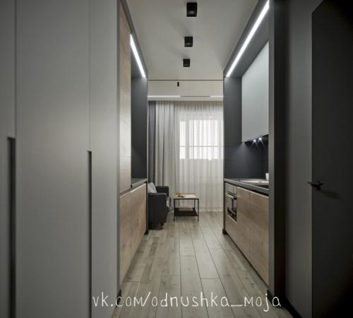 Интерьер квартиры - студии в стиле лофт для холостяка. 05