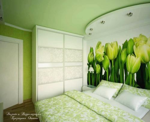 Зеленый цвет в интерьере спальни: с чем сочетать. 05