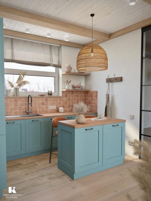 Дизайн интерьера кухни в частном доме. 02