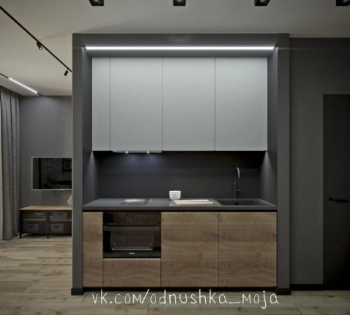 Интерьер квартиры - студии в стиле лофт для холостяка. 01