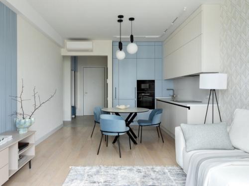 Нежный интерьер однокомнатной квартиры 53 м 2 в Москве. 01