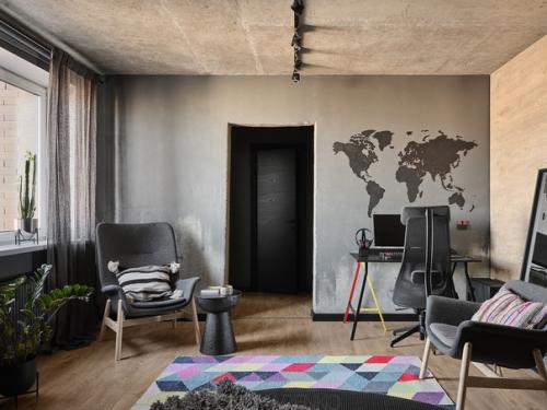 Брутальный интерьер 1-комнатной квартиры 36 кв. 01