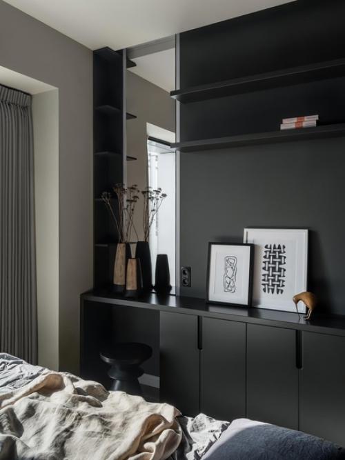 Современный минималистичный интерьер однокомнатной квартиры 35 кв. 08