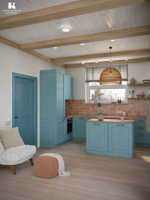 Дизайн интерьера кухни в частном доме. 04