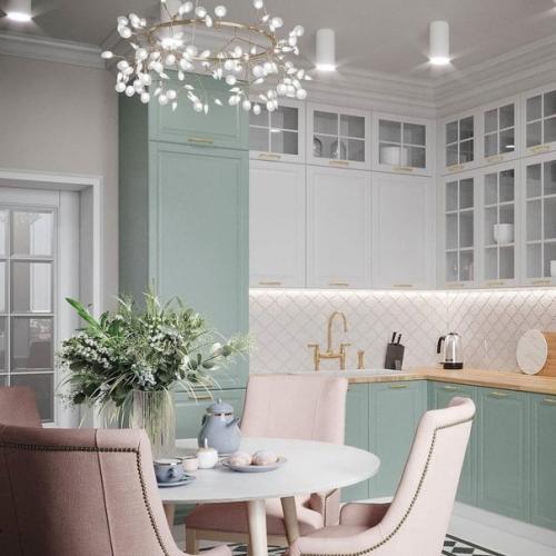 Проект обустройства кухни в нежных тонах. 01