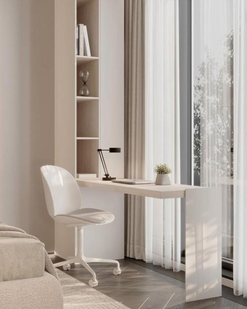 Нежный дизайн спальной комнаты, площадью 17 кв. 05