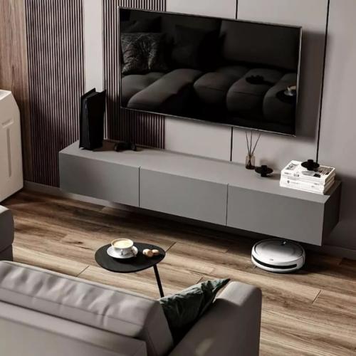 Серый - это комфортный цвет, говорим мы глядя на этот лаконичный дизайн интерьера кухни - гостиной площадью 22 кв. 04