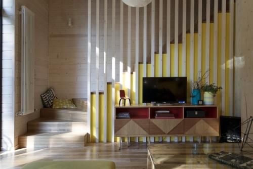 В проектах множества современных квартир и домов можно встретить декоративные рейки в интерьере. 06